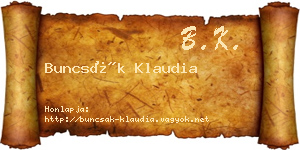Buncsák Klaudia névjegykártya